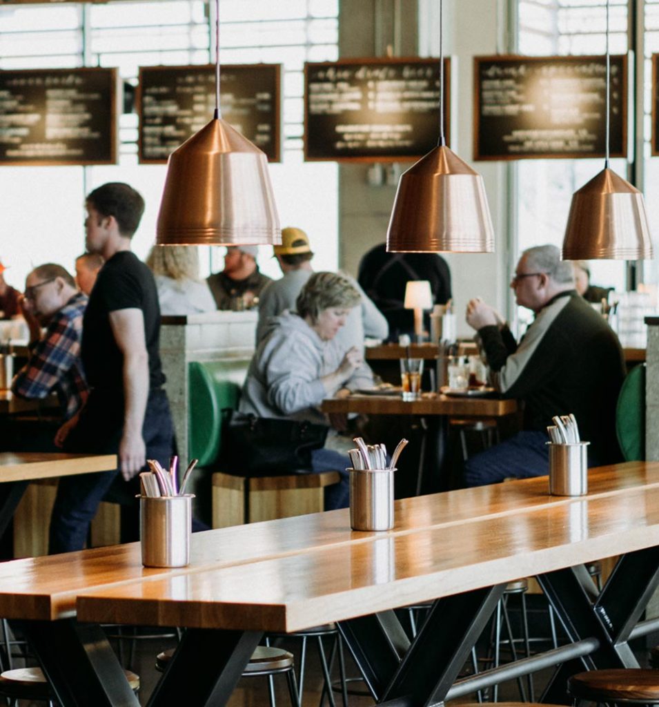 Restaurant with customers eating