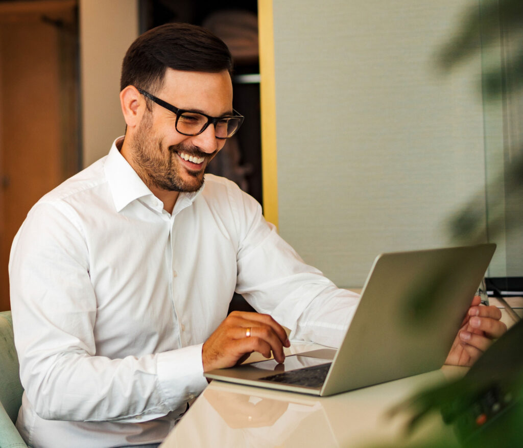 man using laptop
